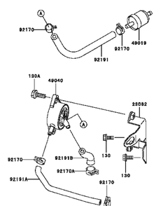 Kawasaki Fh721v-Bs24 Fuel Tank And Valve Diagram and Parts List for M54-KW 53AI8CT4050-25HP Cub Cadet Lawn Tractor